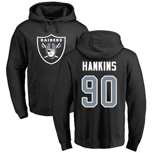 Men Oakland Raiders Black Johnathan Hankins Name and Number Logo NFL Football #90 Pullover Hoodie Sweatshirts